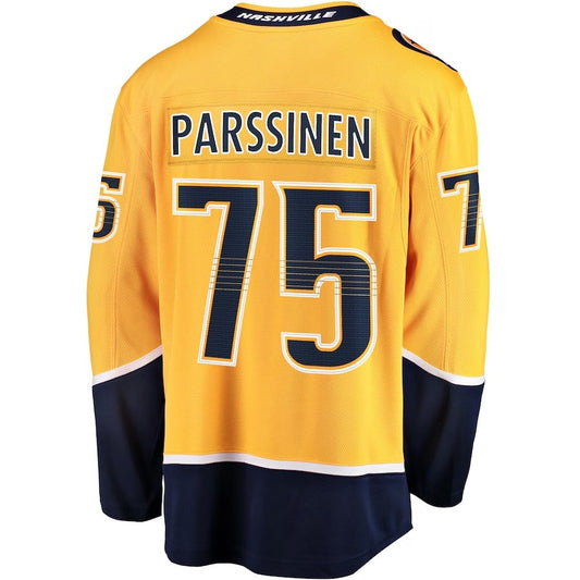 N.Predators #75 Juuso Parssinen Fanatics Home Breakaway Jersey - Gold Stitched American Hockey Jerseys