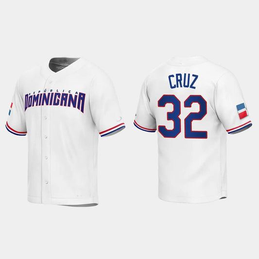 #32 NELSON CRUZ DOMINICAN REPUBLIC BASEBALL 2023 WORLD BASEBALL CLASSIC REPLICA JERSEY ¨C WHITE Stitches Baseball Jerseys
