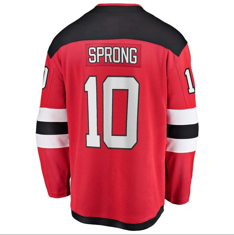 NJ.Devils #10 Daniel Sprong Fanatics Home Breakaway Jersey - Red Stitched American Hockey Jerseys
