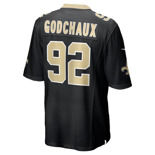 NO.Saints #92 Davon Godchaux Black Team Game Stitched American Football Jersey
