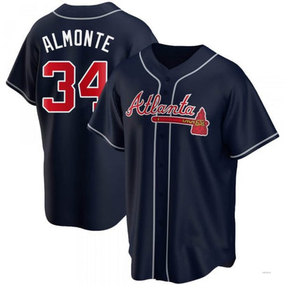 Atlanta Braves #34 Abuonem Almonte Navy Alternate Jersey Stitches Baseball Jerseys