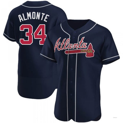 Atlanta Braves #34 Abuonem Almonte Navy Alternate Jersey Stitches Baseball Jerseys