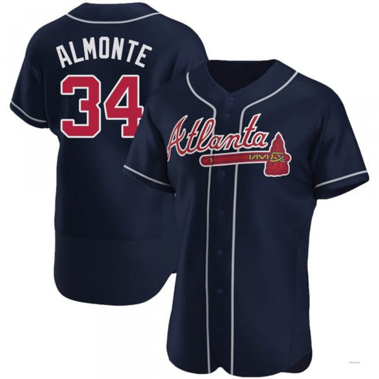 Atlanta Braves #34 Abuonem Almonte Navy Alternate Jersey Stitches Baseball Jerseys
