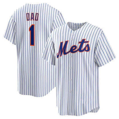 New York Mets #1 Dad Home Replica Jersey - White Stitched Baseball Jersey