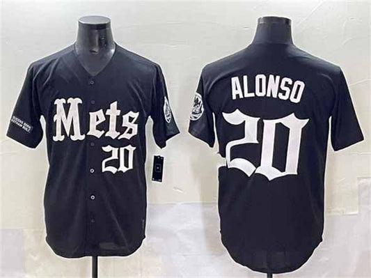 New York Mets #20 Pete Alonso Black 'Gotham Gothic Edition' Vapor Premier Limited Stitched Baseball Jersey