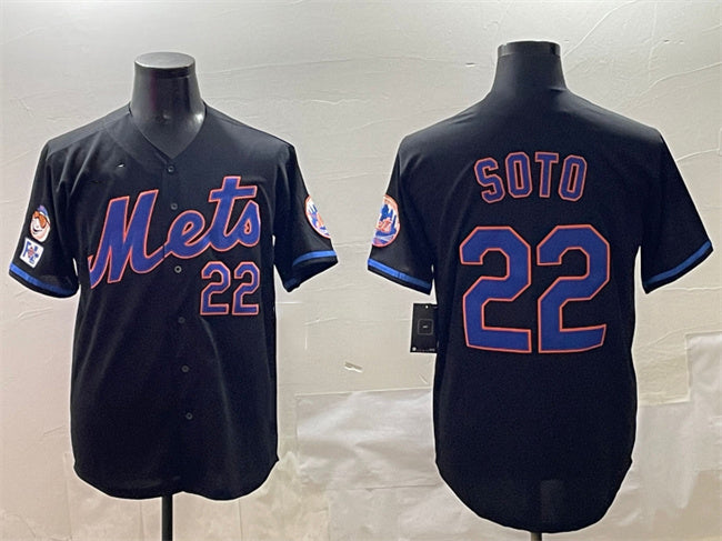 New York Mets #22 Juan Soto Black 2025 Spring Training Cool Base Stitched Baseball Jersey