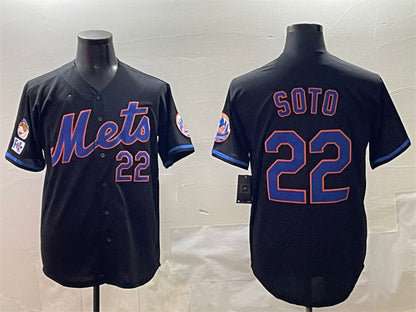 New York Mets #22 Juan Soto Black 2025 Spring Training Cool Base Stitched Baseball Jersey