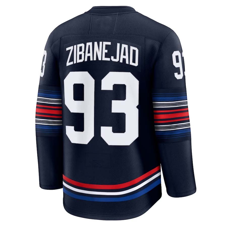 NY.Rangers #93 Mika Zibanejad Fanatics Alternate Premium Jersey - Navy Stitched American Hockey Jerseys