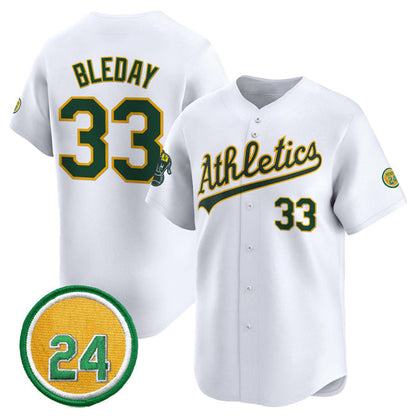 Oakland Athletics #33 JJ Bleday White 2024 Home Limited With Rickey Henderson Patch Stitched Baseball Jersey