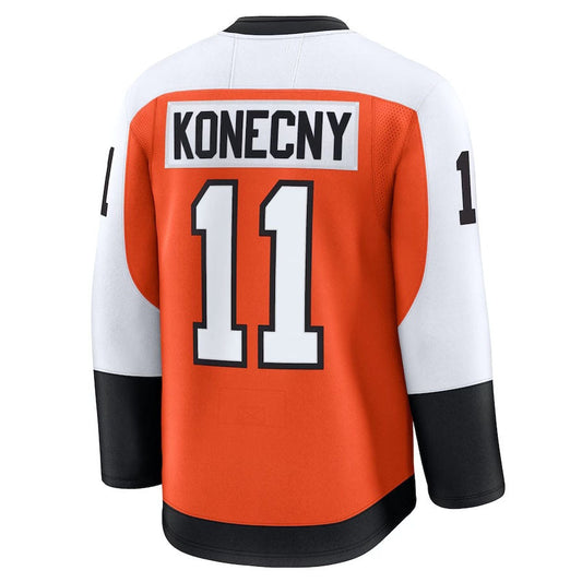 P.Flyers #11 Travis Konecny Fanatics Home Premium Jersey - Burnt Orange Stitched American Hockey Jerseys