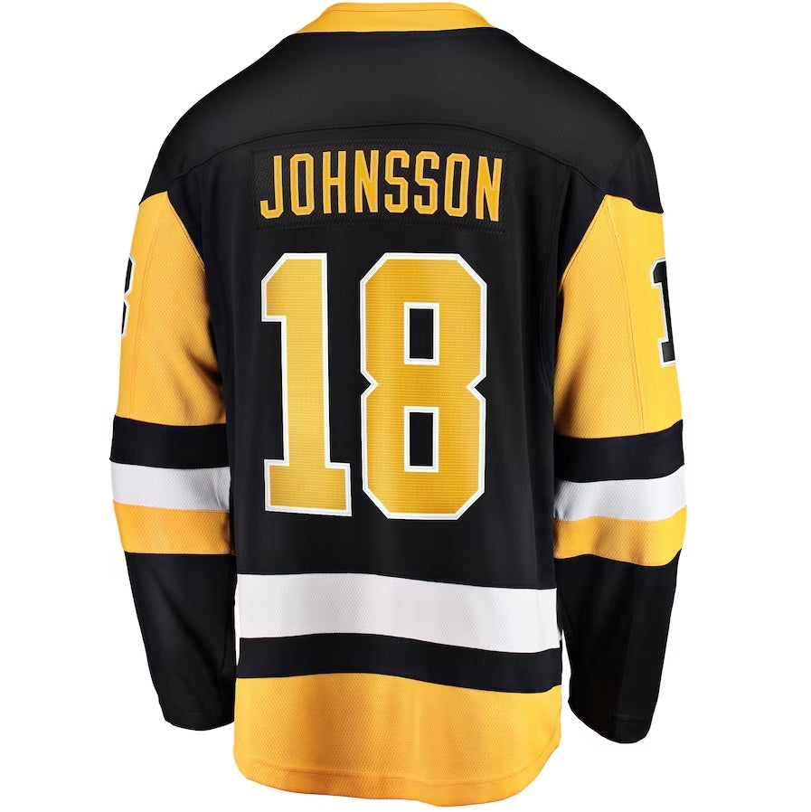 P.Penguins #18 Andreas Johnsson Fanatics Home Breakaway Jersey - Black Stitched American Hockey Jerseys