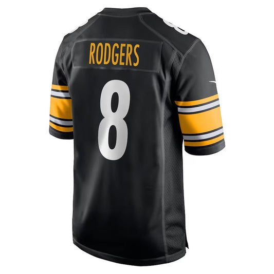 P.Steelers #8 Aaron Rodgers Black Game Stitched American Football Jerseys