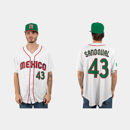 #43 PATRICK SANDOVAL MEXICO BASEBALL 2023 WORLD BASEBALL CLASSIC JERSEY ¨C WHITE Stitches Baseball Jerseys