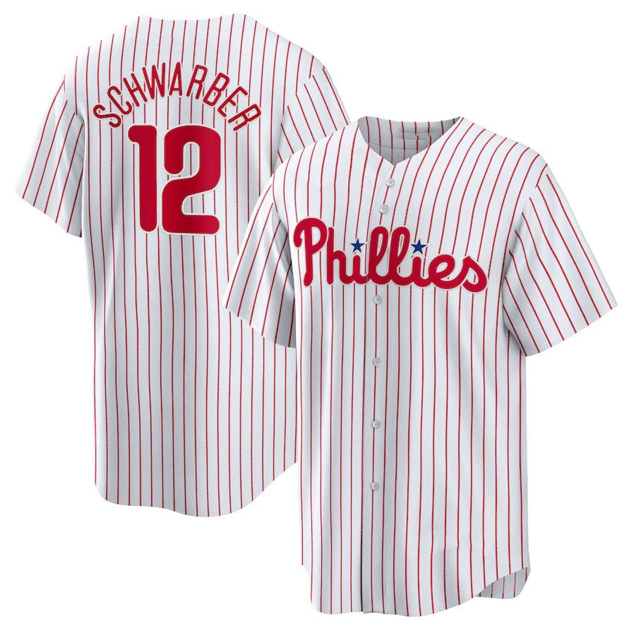 Philadelphia Phillies #12 Kyle Schwarber Replica Player Jersey - White Stitched Baseball Jersey