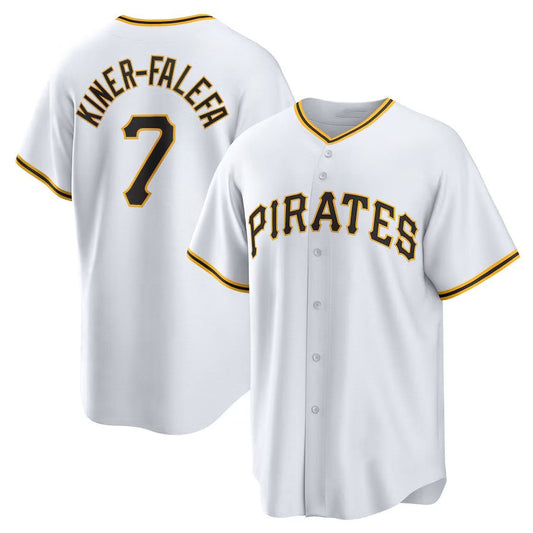 Pittsburgh Pirates #7 Isiah Kiner-Falefa Home Replica Jersey - White Stitched Baseball Jersey