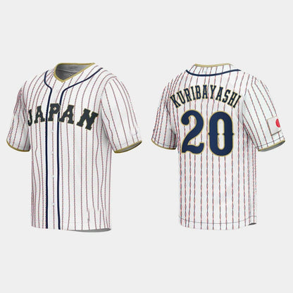 #20 RYOJI KURIBAYASHI JAPAN BASEBALL 2023 WORLD BASEBALL CLASSIC JERSEY ¨C WHITE Stitches Baseball Jerseys