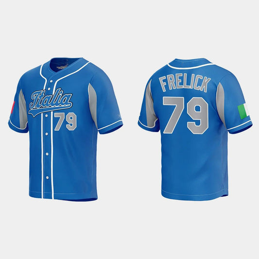 #79 SAL FRELICK ITALY BASEBALL 2023 WORLD BASEBALL CLASSIC JERSEY ¨C ROYAL Stitches Baseball Jerseys