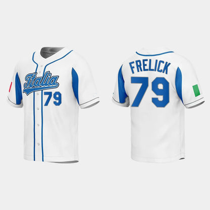 #79 SAL FRELICK ITALY BASEBALL 2023 WORLD BASEBALL CLASSIC JERSEY ¨C ROYAL Stitches Baseball Jerseys