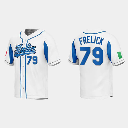 #79 SAL FRELICK ITALY BASEBALL 2023 WORLD BASEBALL CLASSIC JERSEY ¨C ROYAL Stitches Baseball Jerseys