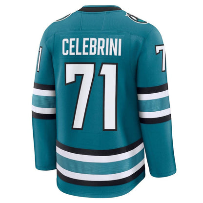 SJ.Sharks #71 Macklin Celebrini Fanatics Home Premium Jersey - Teal Stitched American Hockey Jerseys