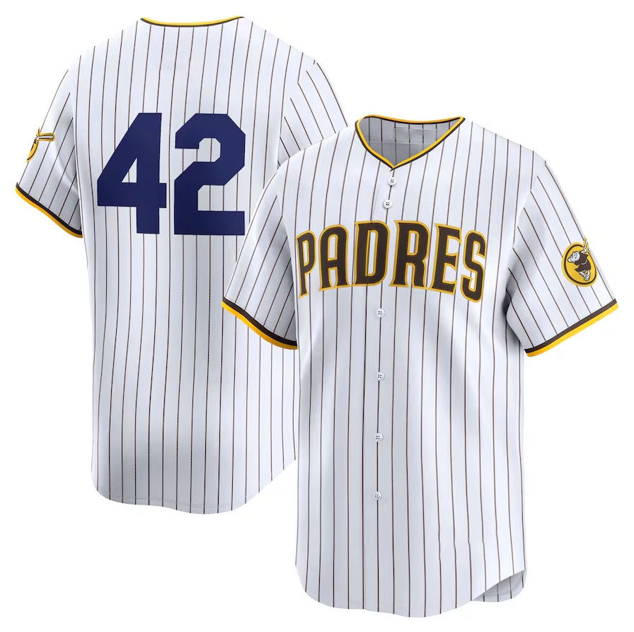 San Diego Padres 2024 #42 Jackie Robinson Day Home Limited Jersey ¨C White Stitches Baseball Jerseys