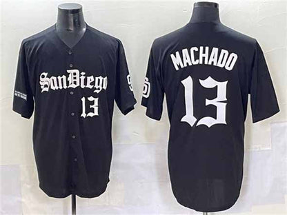 San Diego Padres #13 Manny Machado Black Gothic Edition Vapor Limited Stitched Baseball Jersey