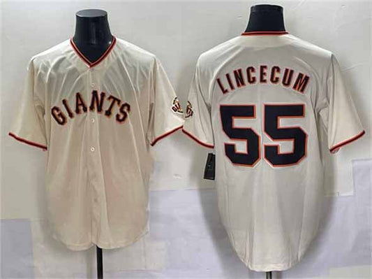 San Francisco Giants #55 Tim Lincecum Cream 2024 Home Limited Stitched Baseball Jersey
