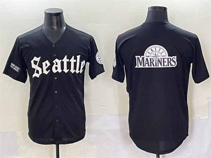 Seattle Mariners Team Big Logo Black 'Deep Sea Gothic Edition' Vapor Premier Limited Stitched Baseball Jersey
