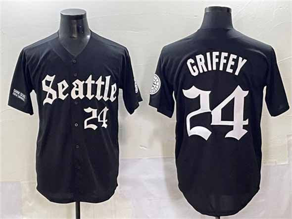 Seattle Mariners #24 Ken Griffey Jr. Black 'Deep Sea Gothic Edition' Vapor Premier Limited Stitched Baseball Jersey