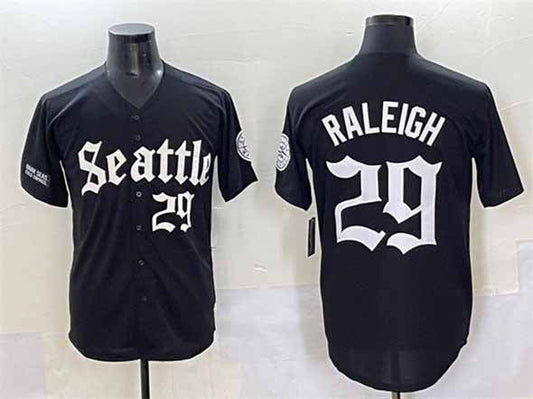 Seattle Mariners #29 Cal Raleigh Black 'Deep Sea Gothic Edition' Vapor Premier Limited Stitched Baseball Jersey
