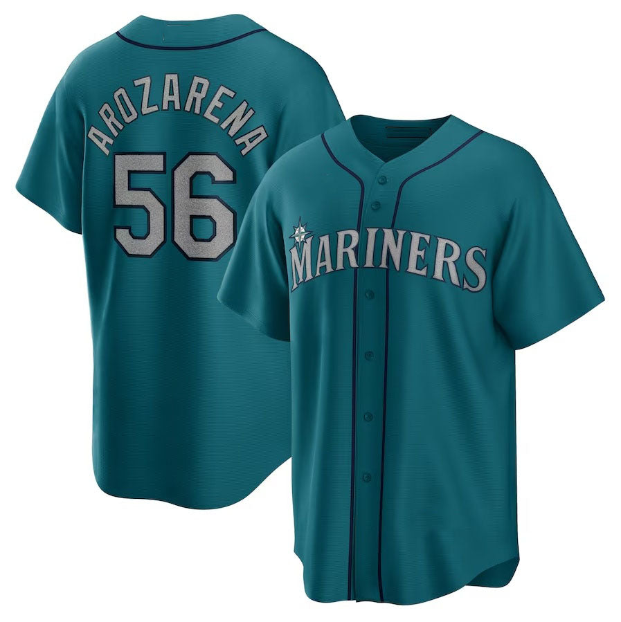 Seattle Mariners #56 Randy Arozarena Alternate Replica Player Jersey - Aqua Stitched Baseball Jersey