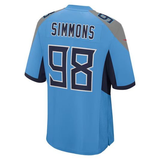 T.Titans #98 Jeffery Simmons Light Blue Team Game Stitched American Football Jersey
