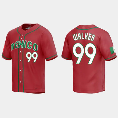 #99 TAIJUAN WALKER MEXICO BASEBALL 2023 WORLD BASEBALL CLASSIC REPLICA JERSEY ¨C RED Stitches Baseball Jerseys