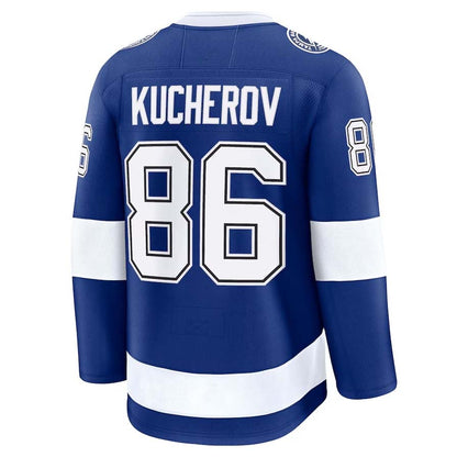 TB.Lightning #86 Nikita Kucherov Fanatics Home Premium Jersey - Blue Stitched American Hockey Jerseys