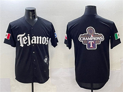 Texas Rangers Team Big Logo Black Mexico 2025 Vapor Premier Limited Stitched Baseball Jerseys