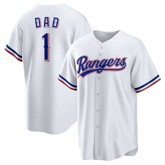 Texas Rangers #1 Dad Home Replica Jersey - White Stitched Baseball Jersey