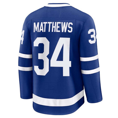 T.Maple Leafs #34 Auston Matthews Fanatics Captain Patch Home Premium Jersey - Blue Stitched American Hockey Jerseys