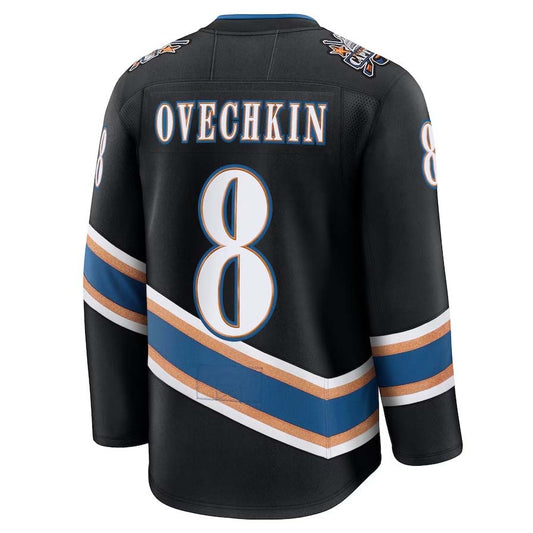 W.Capitals #8 Alexander Ovechkin Fanatics Alternate 50th Anniversary Premium Jersey - Black Stitched American Hockey Jerseys