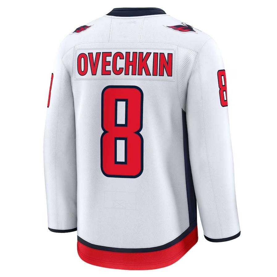 W.Capitals #8 Alexander Ovechkin Fanatics Away Premium Jersey - White Stitched American Hockey Jerseys