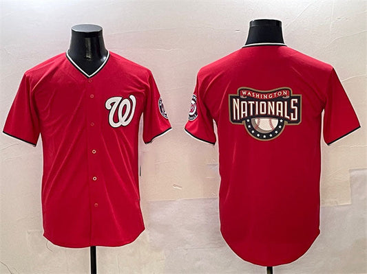 Washington Nationals Team Big Logo Red Limited Stitched Baseball Jersey