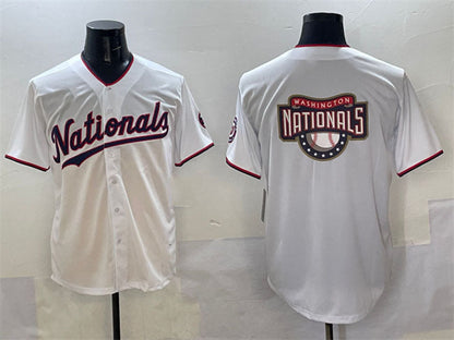 Washington Nationals Team Big Logo White Limited Stitched Baseball Jersey