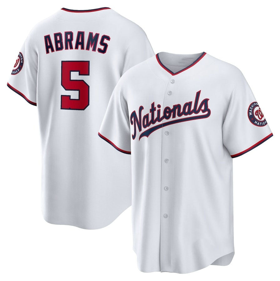 Washington Nationals #5 C.J. Abrams Home Replica Jersey - White Stitched Baseball Jersey