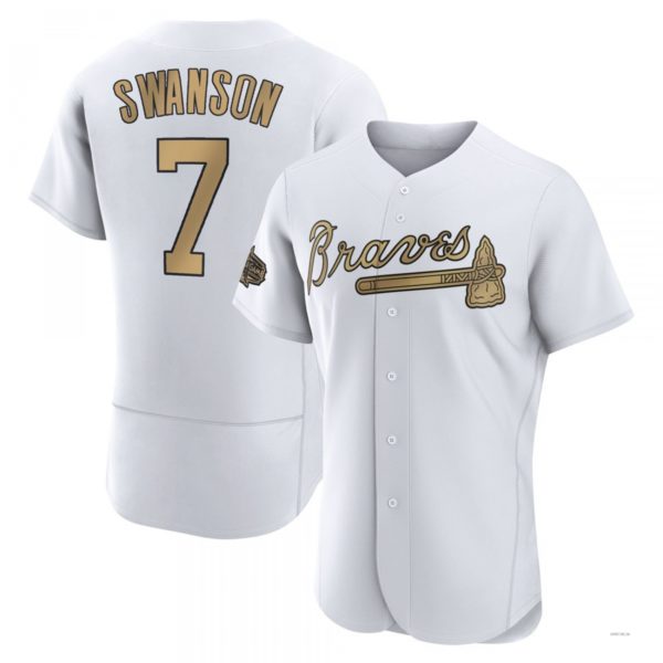 Atlanta Braves #7 Dansby Swanson White Authentic 2022 All-Star Jersey Stitches Baseball Jerseys