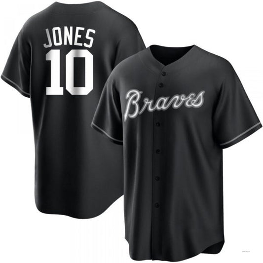 Atlanta Braves #10 Chipper Jones White Black Jersey Stitches Baseball Jerseys