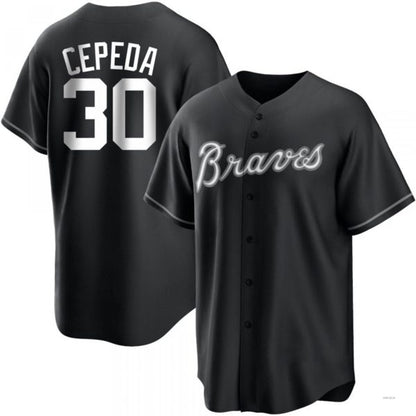 Atlanta Braves #30 Orlando Cepeda White Black Jersey Stitches Baseball Jerseys