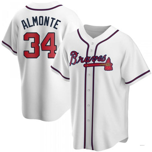 Atlanta Braves #34 Abuonem Almonte  White Home Jersey Stitches Baseball Jerseys