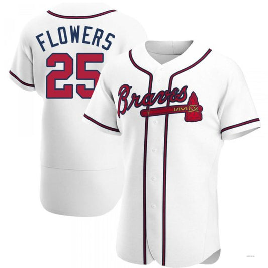 Atlanta Braves #25 Tyler Flowers White Home Jersey Stitches Baseball Jerseys