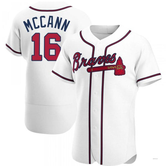 Atlanta Braves #16 Brian McCann White Home Jersey Stitches Baseball Jerseys