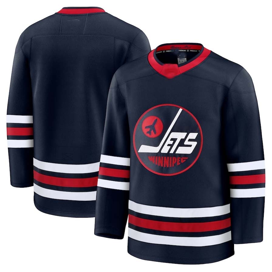 W.Jets Fanatics Alternate Premium Jersey - Navy Stitched American Hockey Jerseys