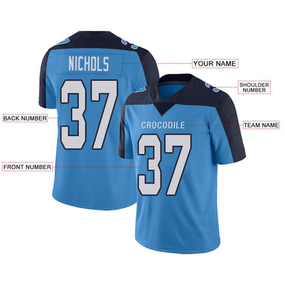 Custom T.Titans Football Jerseys Team Player or Personalized Design Your Own Name for Men's Women's Youth Jerseys Navy